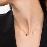 Gargantilha Vertical Oval Safira em Ouro Branco 18K