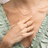 Gargantilha de diamante flutuante em ouro rosa 18K