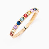 Minzi Multicolour Sapphire Half Eternity Ring in 18k Yellow Gold