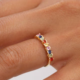 Minzi Multicolour Sapphire Ring in 18k Yellow Gold