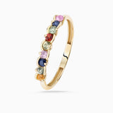 Minzi Multicolour Sapphire Ring in 18k Yellow Gold