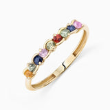 Minzi Multicolour Sapphire Ring in 18k Yellow Gold