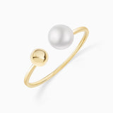 Sortija Mabi Blet Doble de Perla en Oro Amarillo de 18 Kt