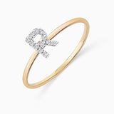 Anel de diamante inicial MY em ouro amarelo 18 K