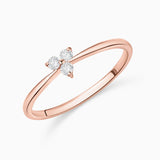 Anel de diamante Clover em ouro rosa 18 K