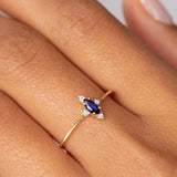 Sortija Crown Marquise de Zafiro en Oro Amarillo de 18 Kt