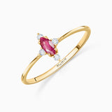 Anel Crown Marquise Ruby em ouro amarelo 18K