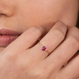 Crown Oval Ruby Ring in 18k Yellow Gold