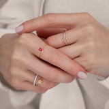 Crown Oval Ruby Ring in 18k Yellow Gold