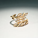 Anel de diamante aberto Dafne em ouro amarelo 18 K
