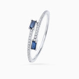 Petit Diamond You & I Sapphire and Diamond Ring in 18k White Gold