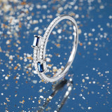 Petit Diamond You & I Sapphire and Diamond Ring in 18k White Gold