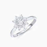 Anel de diamante solitário Rosette 0,75 Cts. em ouro branco 18 Kt