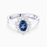 Sortija Irem de Zafiro y Diamantes de 0,50 Cts. en Oro Blanco de 18 Kt