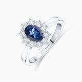 Sortija Irem de Zafiro y Diamantes de 0,50 Cts. en Oro Blanco de 18 Kt