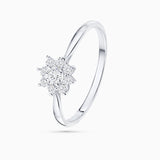 Sortija Rosette Solitaire de Diamantes 0,34 Cts. en Oro Blanco de 18 Kt