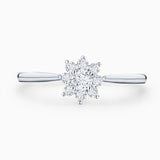 Sortija Rosette Solitaire de Diamantes 0,34 Cts. en Oro Blanco de 18 Kt
