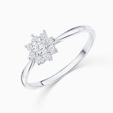 Sortija Rosette Solitaire de Diamantes 0,34 Cts. en Oro Blanco de 18 Kt