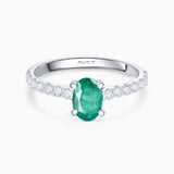 Ivy 0.45 ct Diamond and Emerald Ring in 18k White Gold