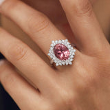 Anel Petra de turmalina rosa e diamante de 1,18 Cts. em ouro branco 18 Kt