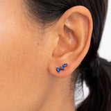 Brincos Tri-Marquise Sapphire Climber em ouro amarelo 18K