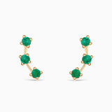 Brincos Essentials in Colors Emerald Climber em ouro amarelo 18K
