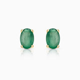Pendientes de Esmeralda Oval en Oro Amarillo de 18 Kt