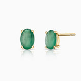 Pendientes de Esmeralda Oval en Oro Amarillo de 18 Kt