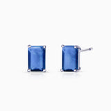 Pendientes de Zafiro Baguette en Oro Blanco de 18 Kt