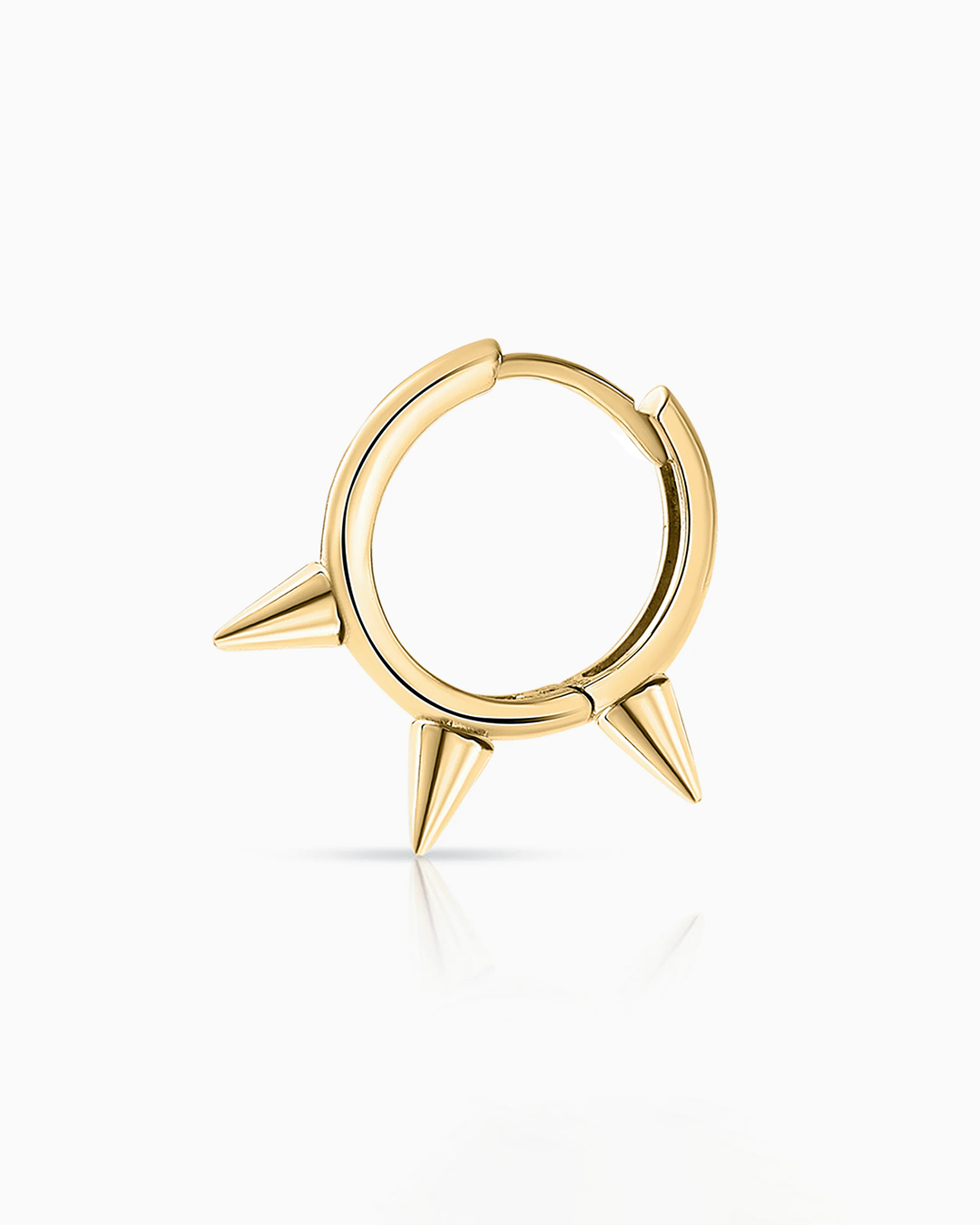 Three Spike Hoop Earring in 18k Yellow Gold – MUMIT Three Spike Hoop Earring in 18k Yellow Gold – MUMIT