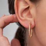Brincos de argola grandes de galão em ouro amarelo 18 K