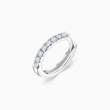 Brinco de argola com diamantes pequenos e piercing em ouro branco 18 K