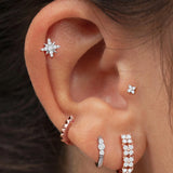 Pendiente Piercing Petite Diamonds Cross Mini en Oro Blanco de 18 Kt