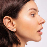Pendiente Piercing Petite Diamonds Cross Mini en Oro Blanco de 18 Kt