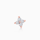 Pendiente Piercing Petite Diamonds Cross Mini en Oro Rosa de 18 Kt