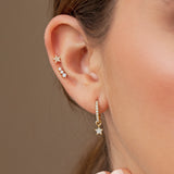 Brincos de argola Petite Diamonds 12 MM em ouro amarelo 18 K