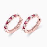 Brincos de argola Eternity Colors Ruby em ouro rosa 18K