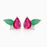 Eternity Colours Diamond Flower Earrings in 18k Yellow Gold