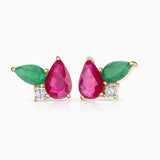 Eternity Colours Diamond Flower Earrings in 18k Yellow Gold