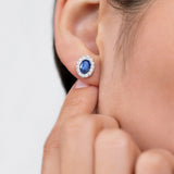 Pendientes Nicole de Zafiros y Diamantes en Oro Blanco de 18 Kt