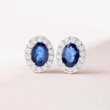 Pendientes Nicole de Zafiros y Diamantes en Oro Blanco de 18 Kt
