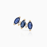 Pendiente Piercing Tri-Marquise de Diamante y Zafiro en Oro Amarillo de 18 Kt