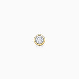 Brinco de piercing de pino com aro de diamante em ouro amarelo 18K