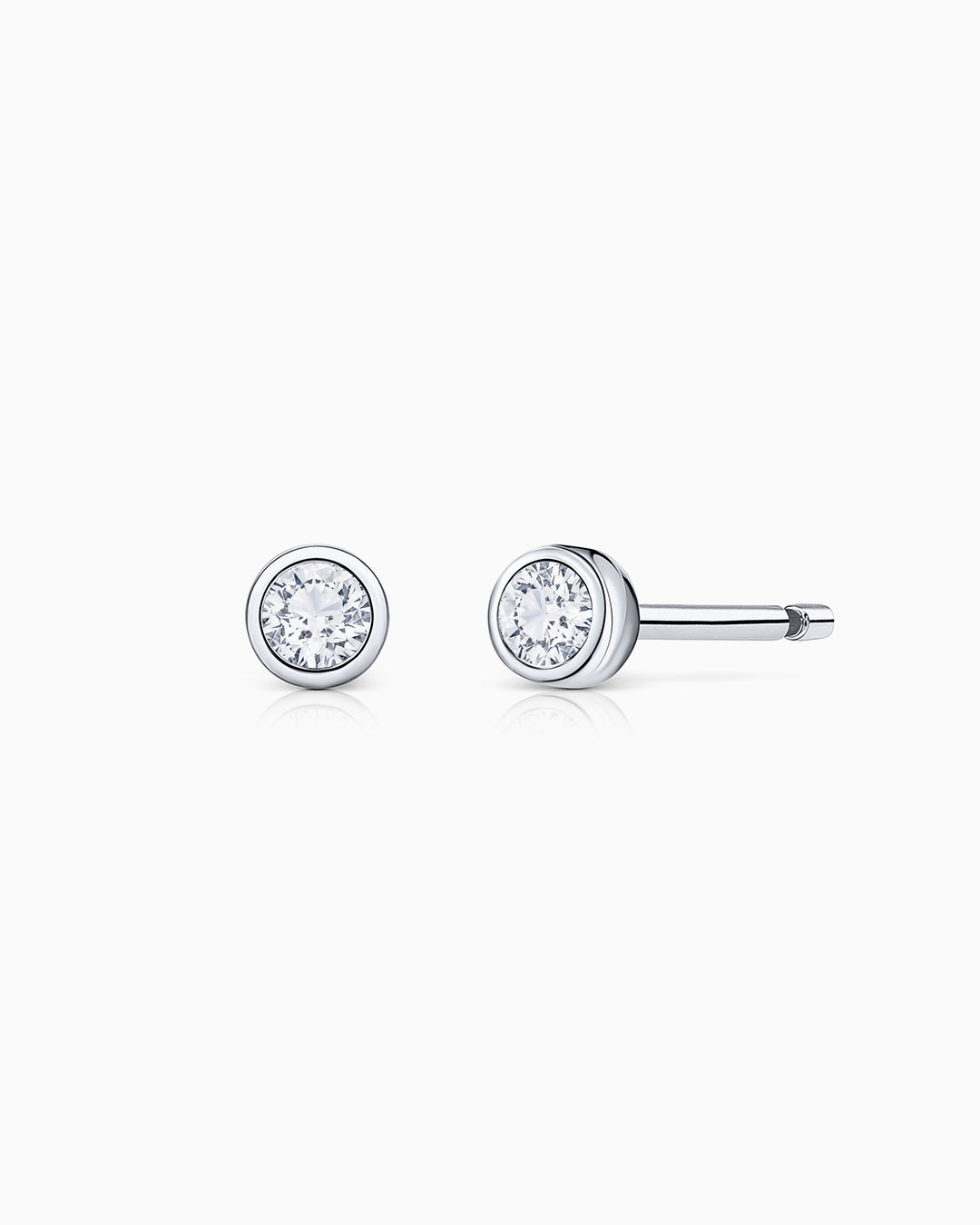 Bezel Stud Diamond Earrings in 18k White Gold – MUMIT