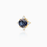 Crown Sapphire Piercing Earring in 18k Yellow Gold