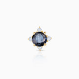 Crown Sapphire Piercing Earring in 18k Yellow Gold