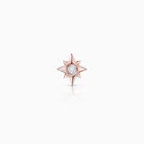 Brinco de piercing de diamante Petit Compass Rose em ouro rosa 18K