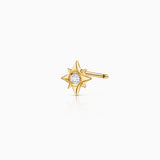 Petit Wind Rose Diamond Piercing Earring in 18k Yellow Gold