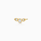 Milgrain Wings Diamond Piercing Earring in 18k Yellow Gold