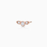 Brinco de piercing de diamante Milgrain Wings em ouro rosa 18K